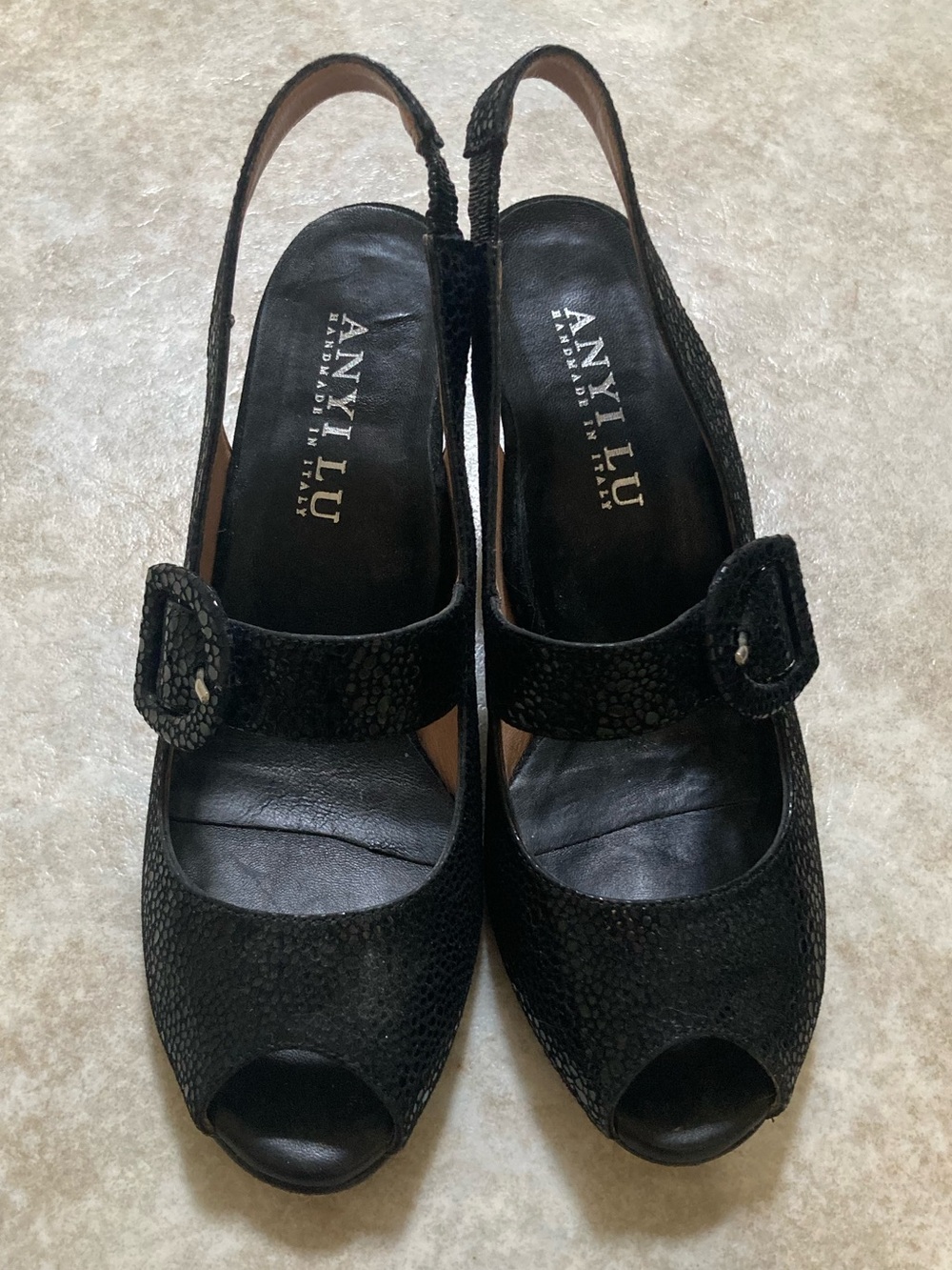 ANYI LU🌷’The Tulip’ Heels Black Shine